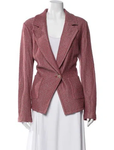 Pre-owned St John Tweed Pattern Blazer In Pink