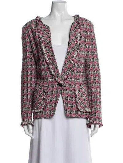 Pre-owned St John Tweed Pattern Blazer In Pink