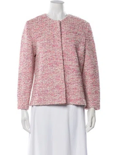 Pre-owned St John Tweed Pattern Blazer In Pink