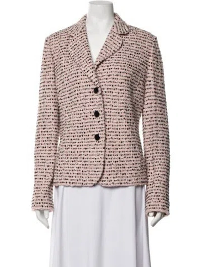 Pre-owned St John Tweed Pattern Blazer In Pink