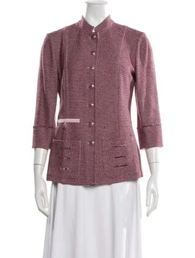 Pre-owned St John Tweed Pattern Blazer In Pink