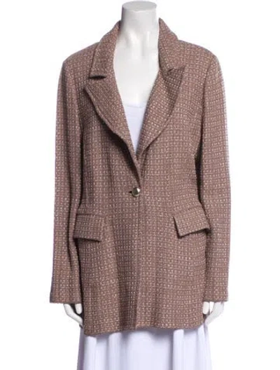Pre-owned St John Tweed Pattern Blazer In Purple