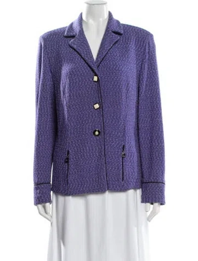 Pre-owned St John Tweed Pattern Blazer In Purple