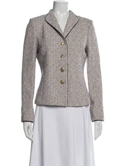 Pre-owned St John Tweed Pattern Blazer In Purple