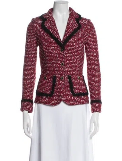 Pre-owned St John Tweed Pattern Blazer In Red