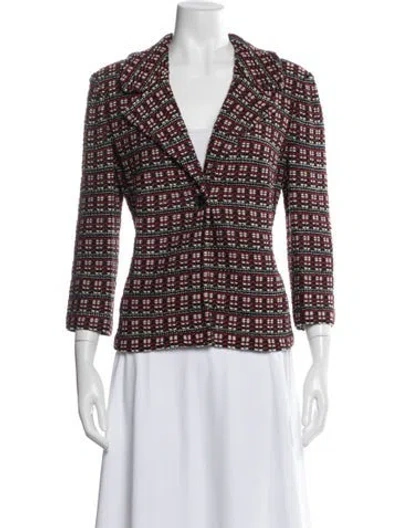 Pre-owned St John Tweed Pattern Blazer In Red