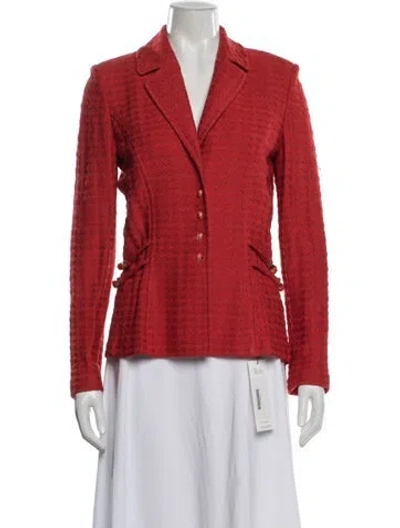 Pre-owned St John Tweed Pattern Blazer In Red