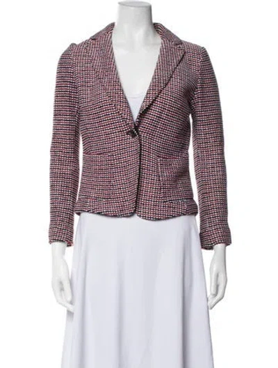 Pre-owned St John Tweed Pattern Blazer In Red