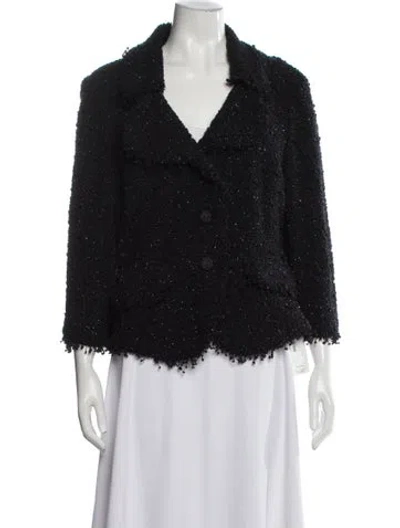 Pre-owned St John Tweed Pattern Blazer W/ Tags In Black
