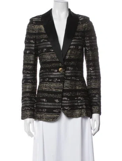 Pre-owned St John Tweed Pattern Blazer W/ Tags In Black