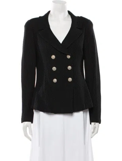 Pre-owned St John Tweed Pattern Blazer W/ Tags In Black