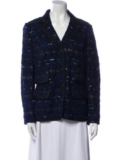 Pre-owned St John Tweed Pattern Blazer W/ Tags In Blue