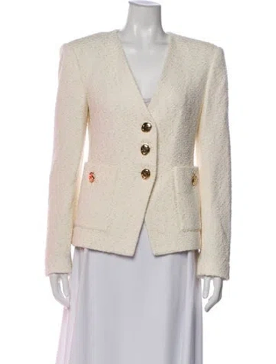 Pre-owned St John Tweed Pattern Blazer W/ Tags In Neutral