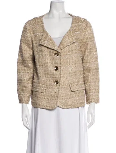 Pre-owned St John Tweed Pattern Blazer W/ Tags In Neutral