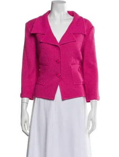 Pre-owned St John Tweed Pattern Blazer W/ Tags In Pink