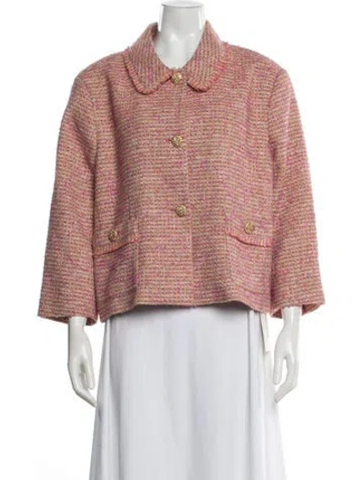 Pre-owned St John Tweed Pattern Blazer W/ Tags In Pink