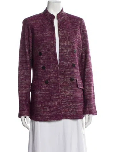 Pre-owned St John Tweed Pattern Blazer W/ Tags In Purple