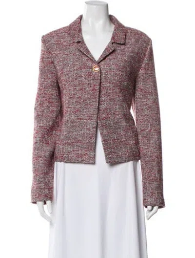 Pre-owned St John Tweed Pattern Blazer W/ Tags In Red