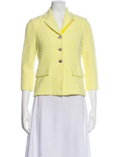 Pre-owned St John Tweed Pattern Blazer In Yellow