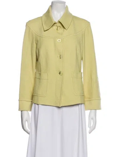 Pre-owned St John Tweed Pattern Blazer In Yellow