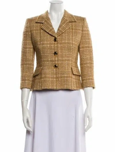 Pre-owned St John Tweed Pattern Blazer In Yellow