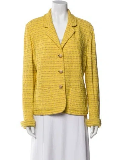 Pre-owned St John Tweed Pattern Blazer In Yellow