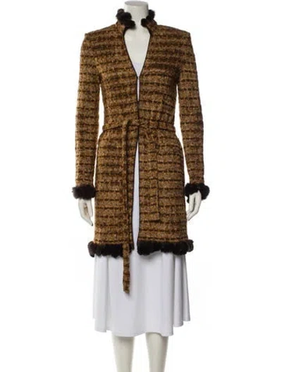 Pre-owned St John Tweed Pattern Blazer In Yellow