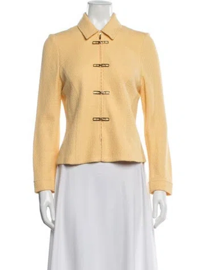 Pre-owned St John Tweed Pattern Blazer In Yellow