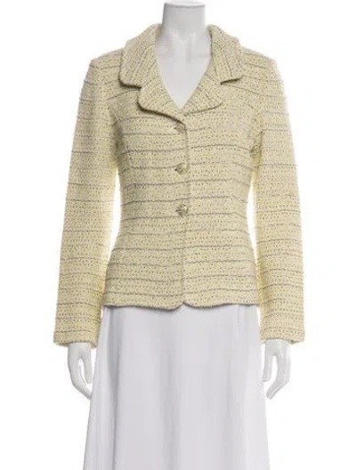 Pre-owned St John Tweed Pattern Blazer In Yellow