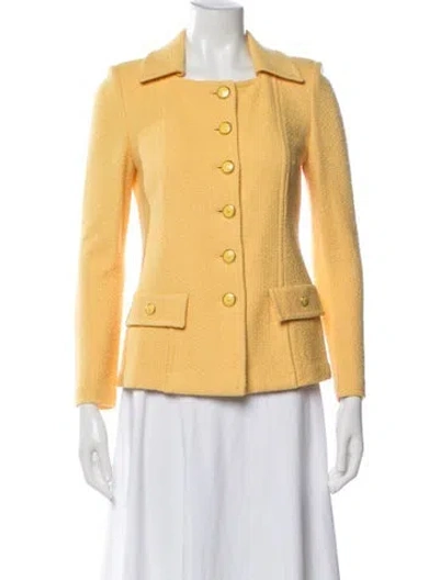 Pre-owned St John Tweed Pattern Blazer In Yellow
