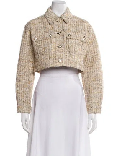 Pre-owned St John Tweed Pattern Bolero In Neutral