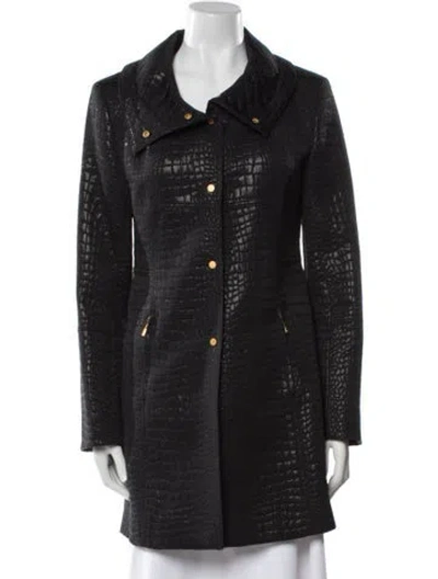 Pre-owned St John Tweed Pattern Coat In Black