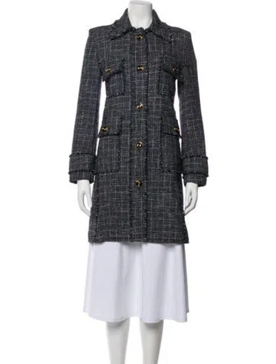 Pre-owned St John Tweed Pattern Coat In Black