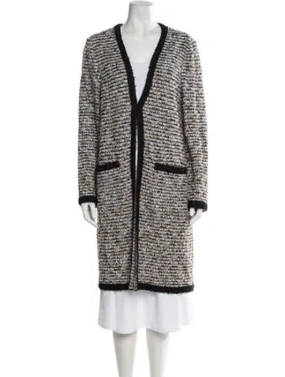 Pre-owned St John Tweed Pattern Coat In Black