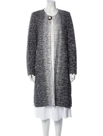 Pre-owned St John Tweed Pattern Coat In Black