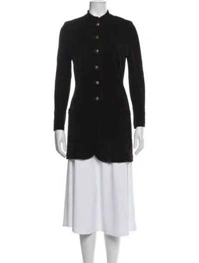 Pre-owned St John Tweed Pattern Coat In Black