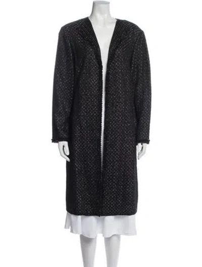 Pre-owned St John Tweed Pattern Coat In Black
