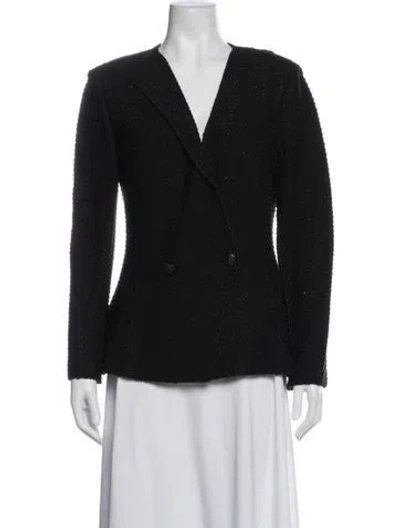 Pre-owned St John Tweed Pattern Coat In Black
