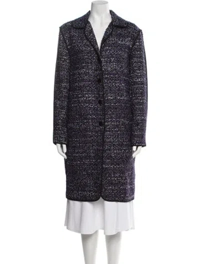 Pre-owned St John Tweed Pattern Coat In Black