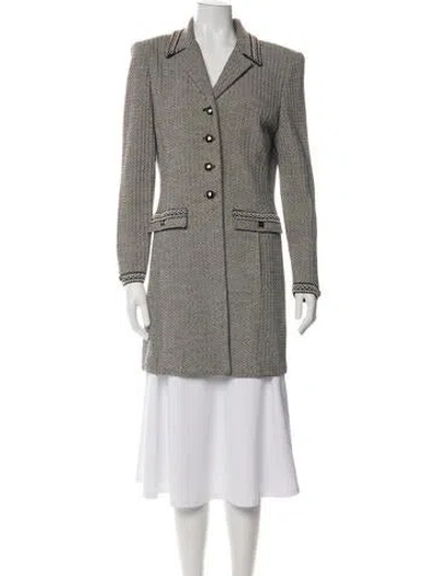 Pre-owned St John Tweed Pattern Coat In Black