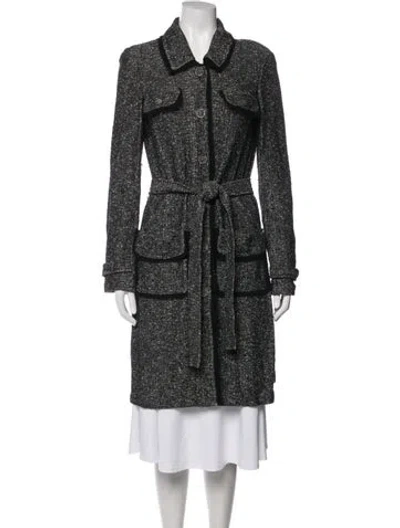 Pre-owned St John Tweed Pattern Coat In Black
