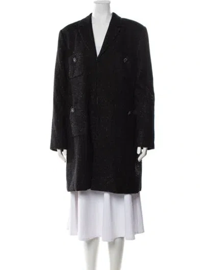 Pre-owned St John Tweed Pattern Coat In Black