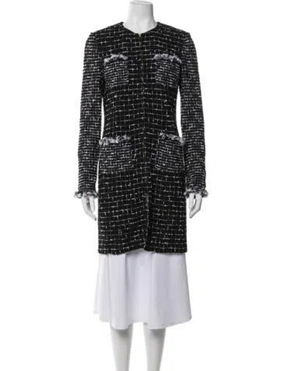 Pre-owned St John Tweed Pattern Coat In Black