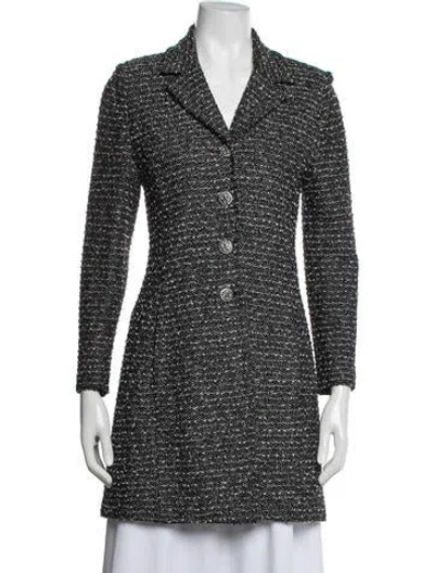 Pre-owned St John Tweed Pattern Coat In Black