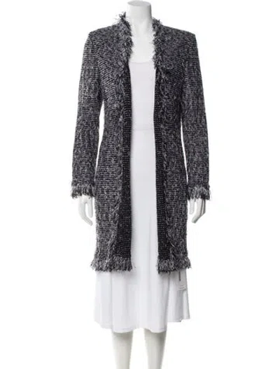 Pre-owned St John Tweed Pattern Coat In Black