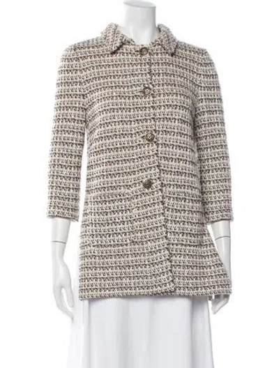 Pre-owned St John Tweed Pattern Coat In Black/pink