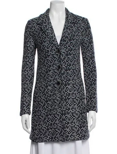 Pre-owned St John Tweed Pattern Coat In Blue