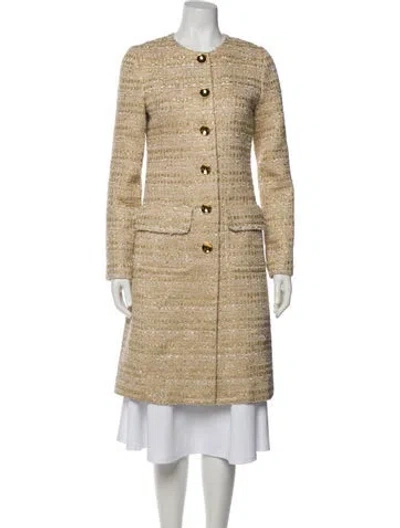 Pre-owned St John Tweed Pattern Coat In Gold