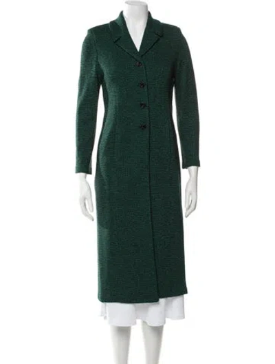 Pre-owned St John Tweed Pattern Coat In Green