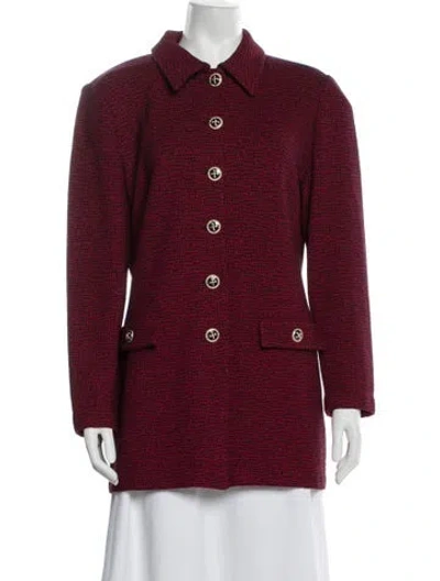 Pre-owned St John Tweed Pattern Coat In Metallic/red